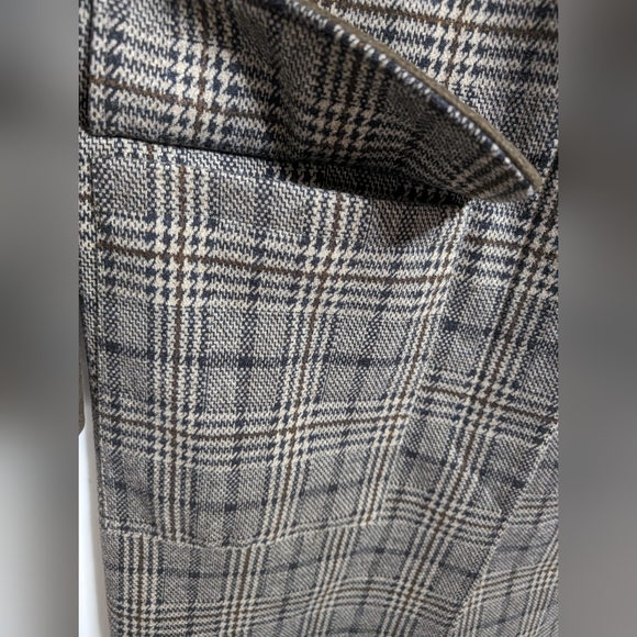 NWT Treasure & Bond Mixed Media Utility Coat Brown Olive Plaid Mix Size S - Picture 8 of 11